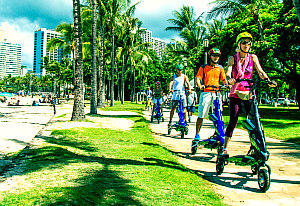 Aloha Trikke offers a fun and unique way to explore the beautiful sights of Waikiki and Honolulu, providing guided tours on electric Trikkes, allowing visitors to effortlessly glide through the streets and enjoy the scenic views.