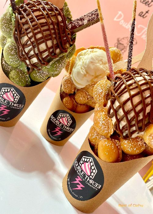 Kailua Double Tre33 ice cream waffle bubble cone creations