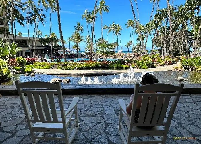Hilton Hawaiian Village Facilities Hilton Hawaiian Village Facilities, rocking chairs overlooking the super pool.