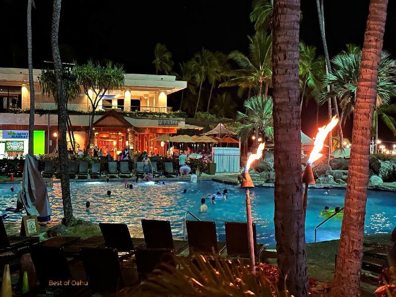 Hilton-Hawaiian-Village-Tapa-Pool Hilton Hawaiian Village Tapa Pool at Night