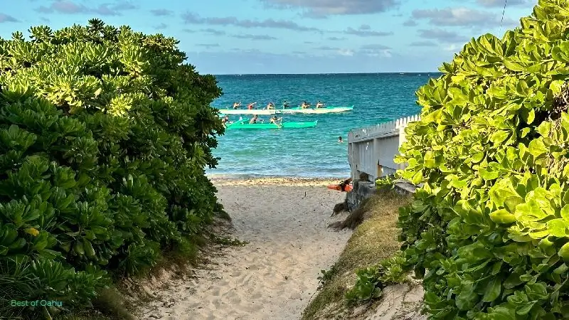 Lanikai Beach Pathway Access #7 from the street between the homes to the beach.