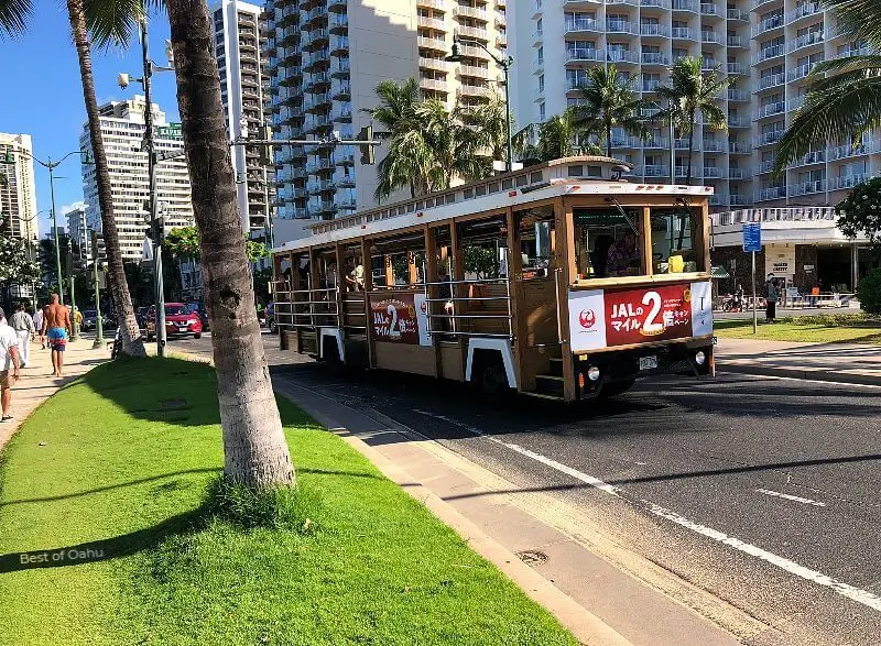 Waikiki Trolley on Kalakaua Ave Waikiki Trolley on Kalakaua Ave