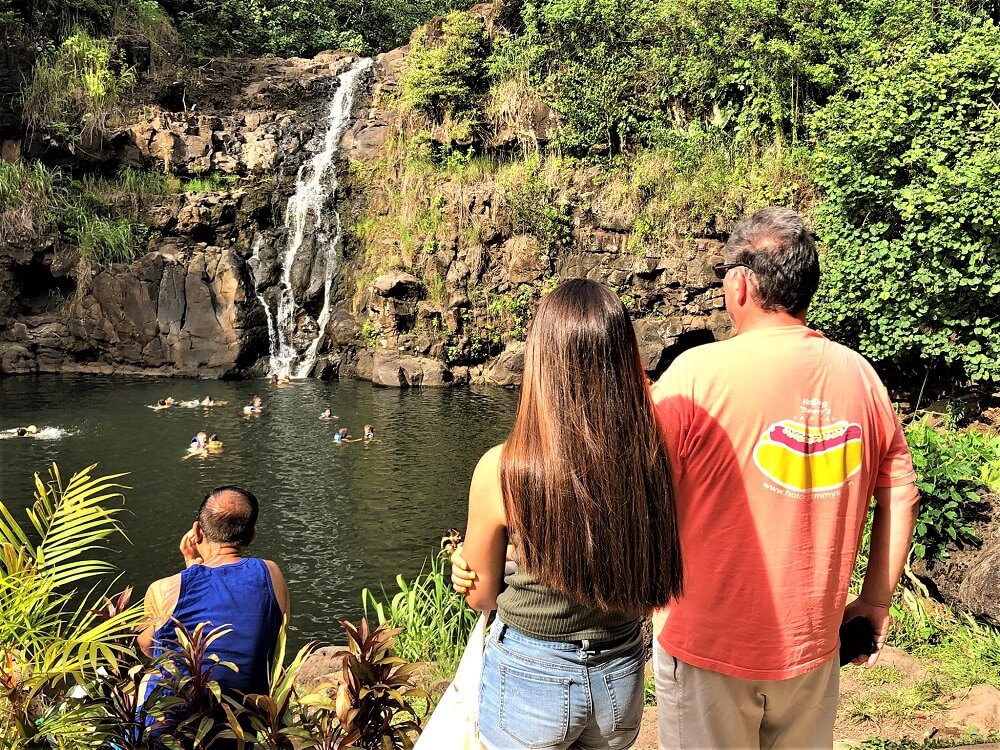 The Waimea Falls Pool is a picturesque natural swimming hole nestled within the lush Waimea Valley, offering a refreshing oasis surrounded by tropical foliage and a serene waterfall. 🏊🌿💦